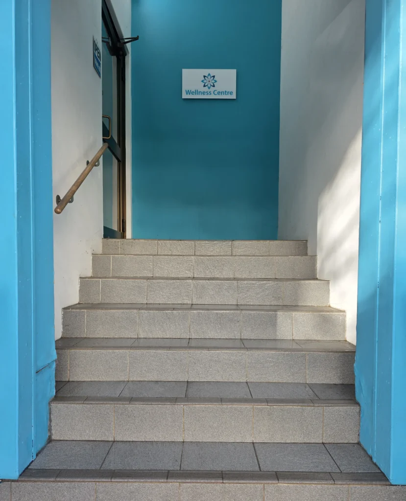 Welcoming entrance stairs up to the Wellness Centre Wollongong